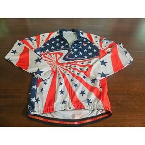 Miloto Cycling Jersey Set Mens Medium Red White Blue USA Flag Padded Pants Long